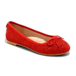 NWT Cat & Jack Girls Glitter Ballet Flats Red